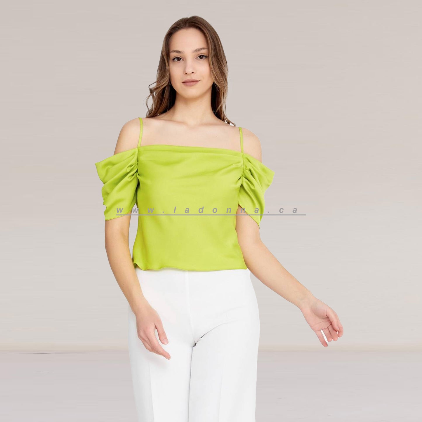 lime green off shoulder blouse