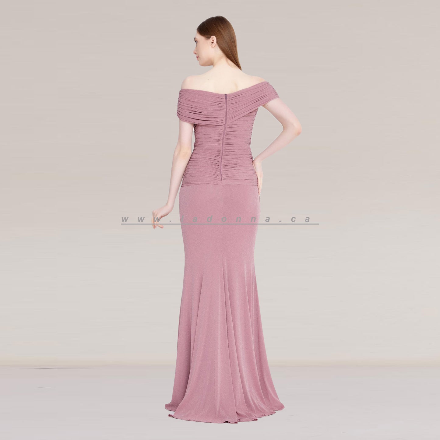 Off Shoulder Maxi Lycra Mermaid Regular Pink Dress