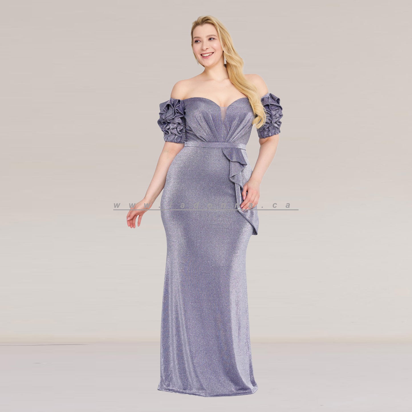 Off Shoulder Maxi Lycra Mermaid Plus Size Purple Dress