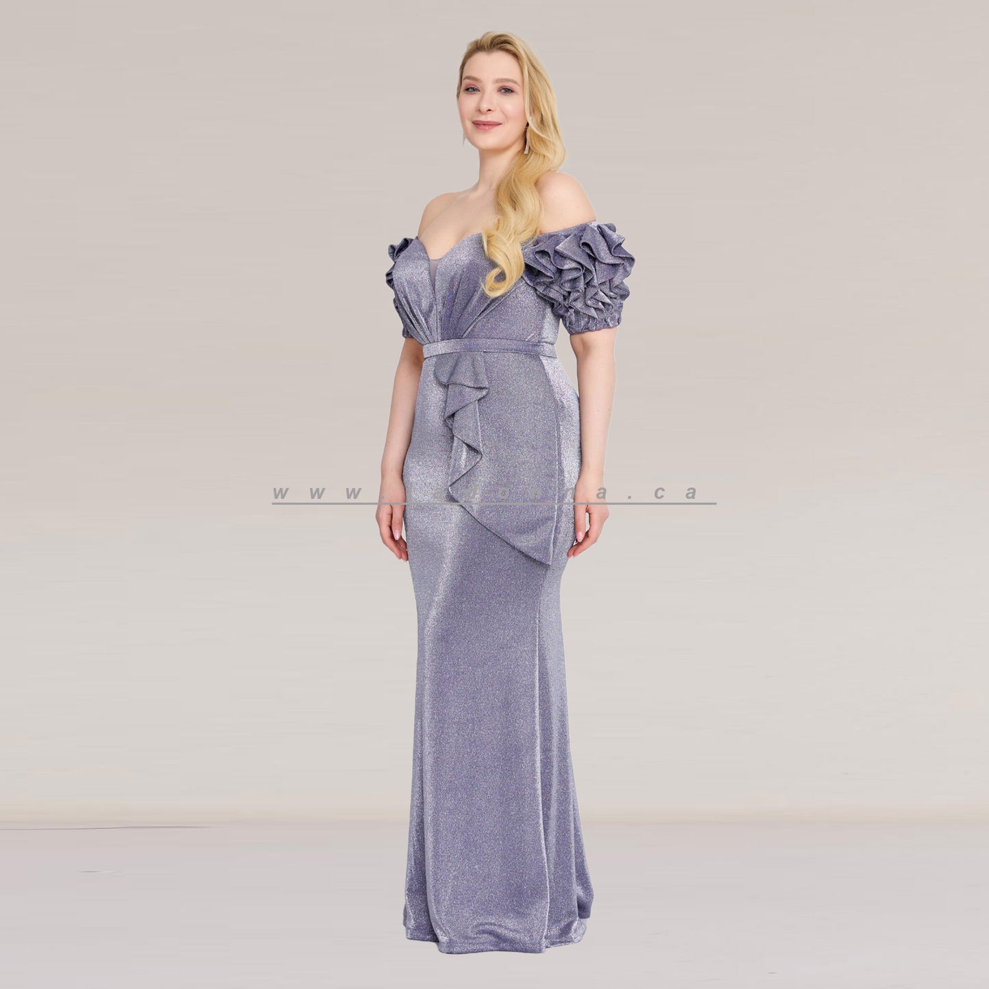 Off Shoulder Maxi Lycra Mermaid Plus Size Purple Dress