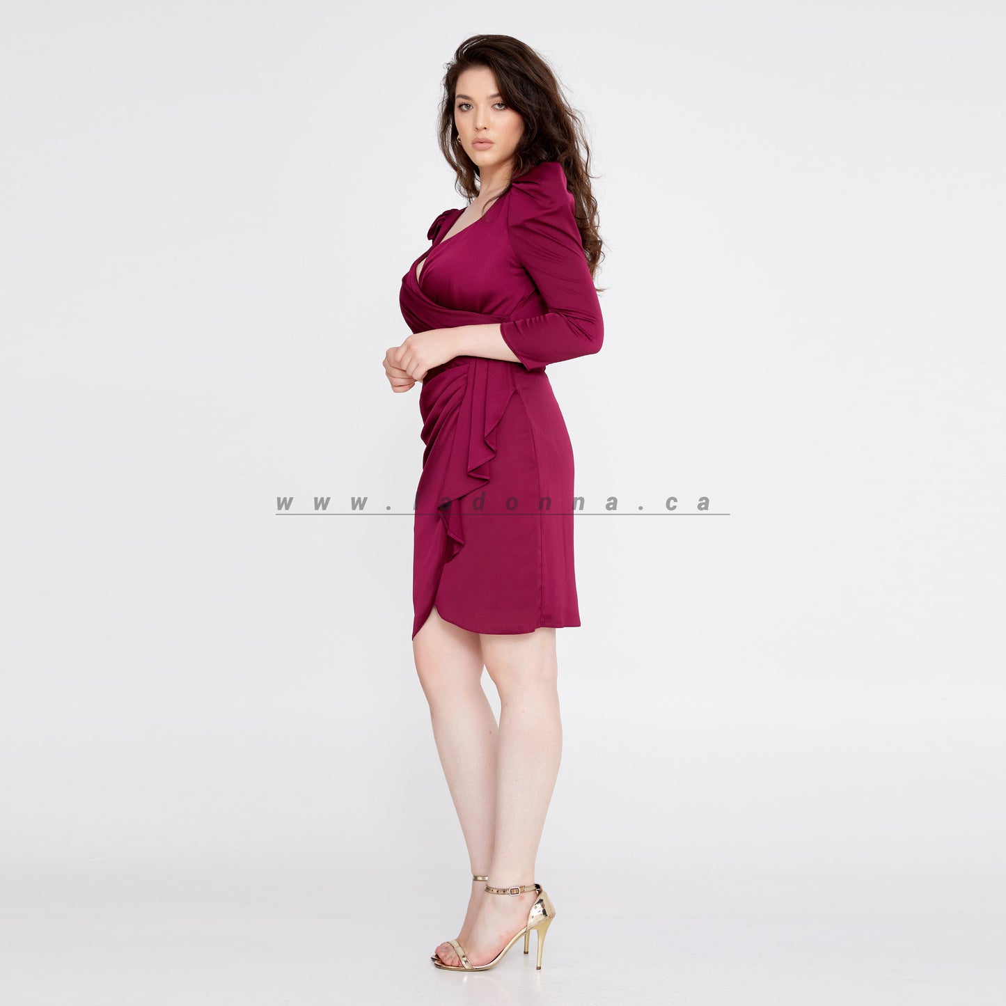 Mini Satin Column Purple Dress