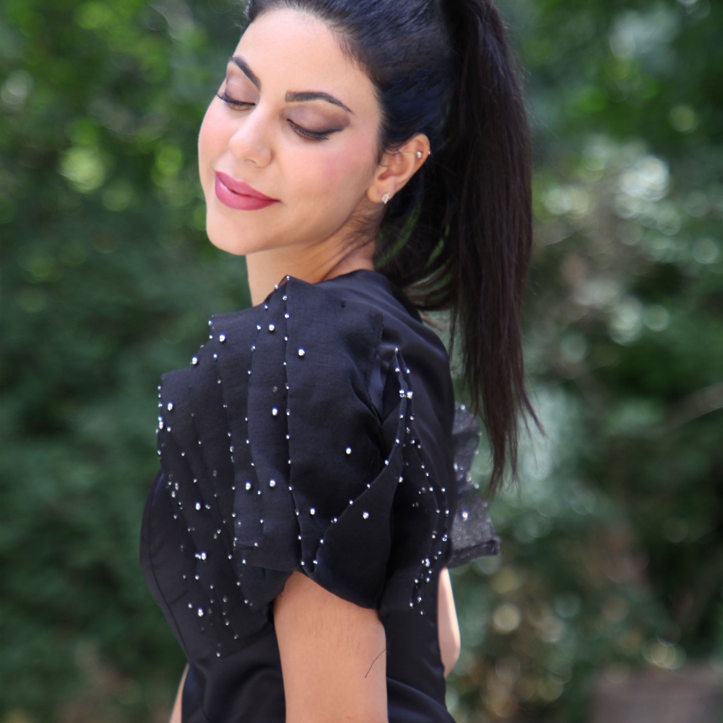 Black Ruffled Party Top