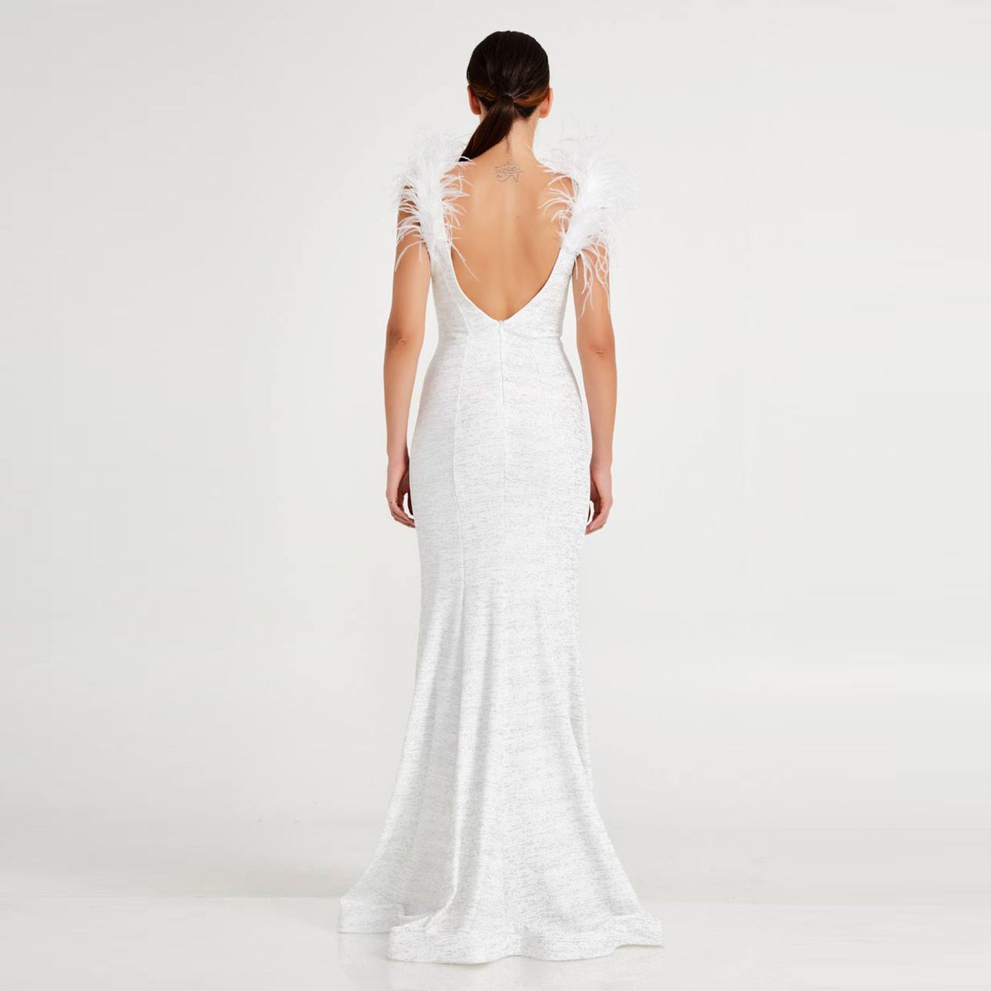 Angle Regular White/Silver Evening Dress