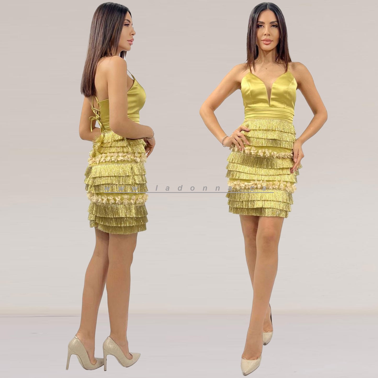 Sleeveless Mini Satin Column Regular Olive Cocktail Dress