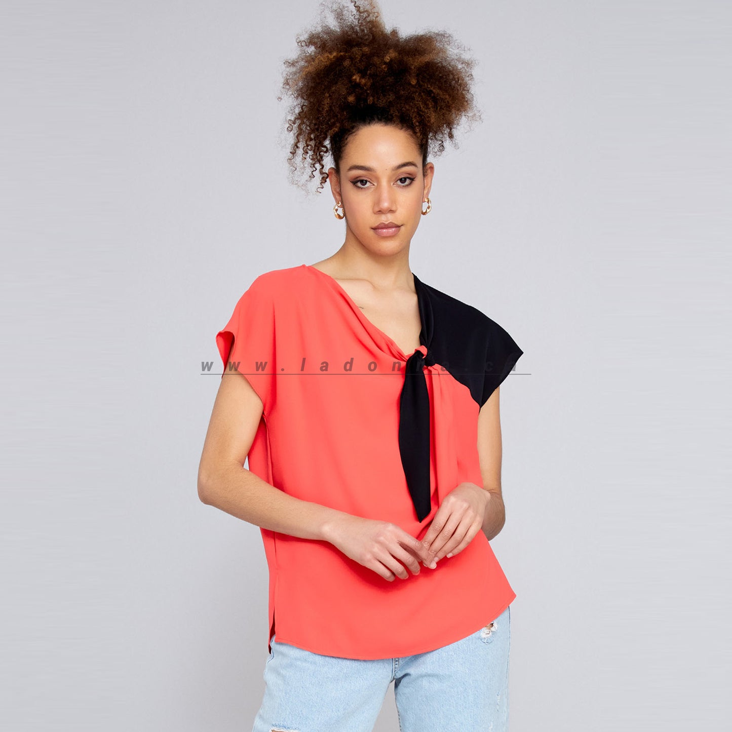 Short Sleeve Solid Color Regular Red Blouse