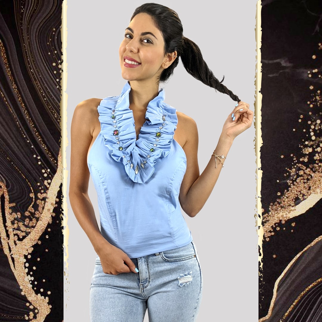 ROSE SLEEVELESS V NECK CASUAL BLOUSE