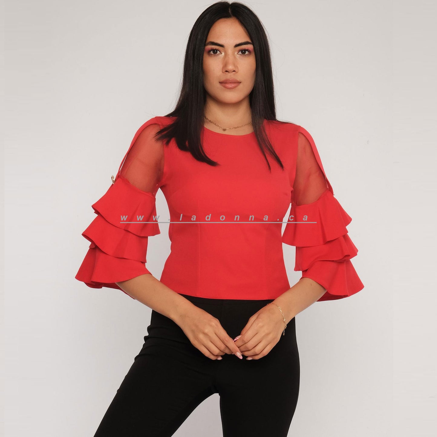 Valentine Red Crew Neck Blouses