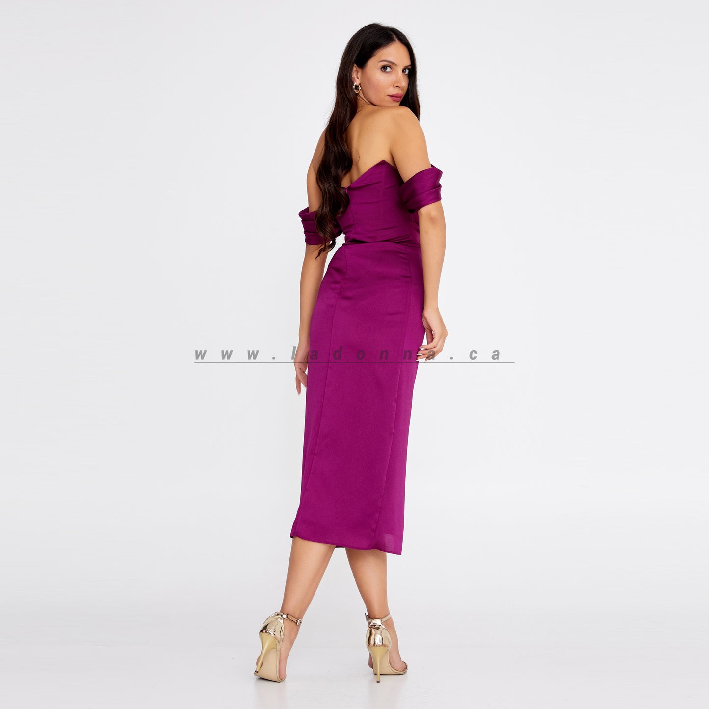 Satin Column Purple Evening Dress