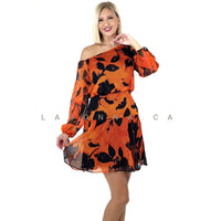 Orange-Black Cocktail Dress