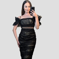 Casual Lace Evening Dress Black