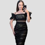 Casual Lace Evening Dress Black