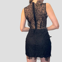 Black Clarissa Embroidered Mini Dress
