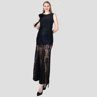 Elegant Ebony: Long Black Lace Skirt
