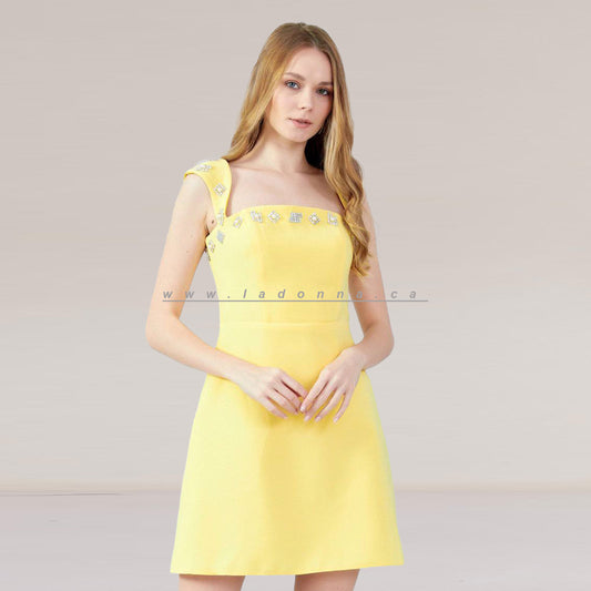 Mini pastel yellow dress
