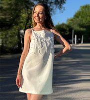 Embellished White Mini Party Dress