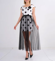 Polka Dot Tulle Midi Skirt Dress