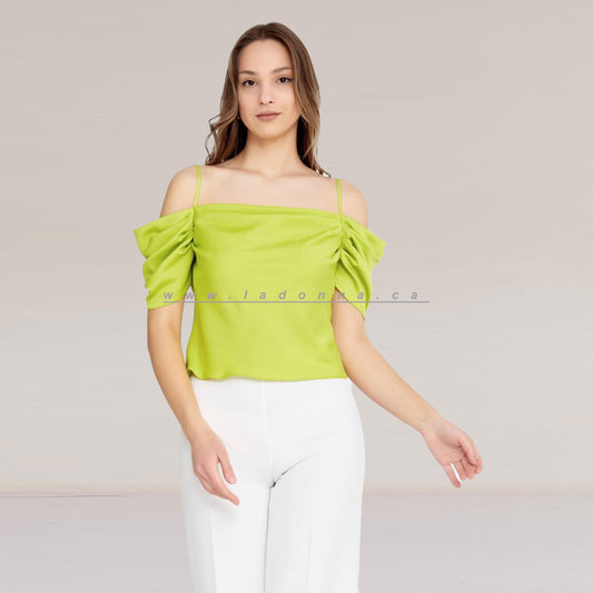 lime green off shoulder blouse
