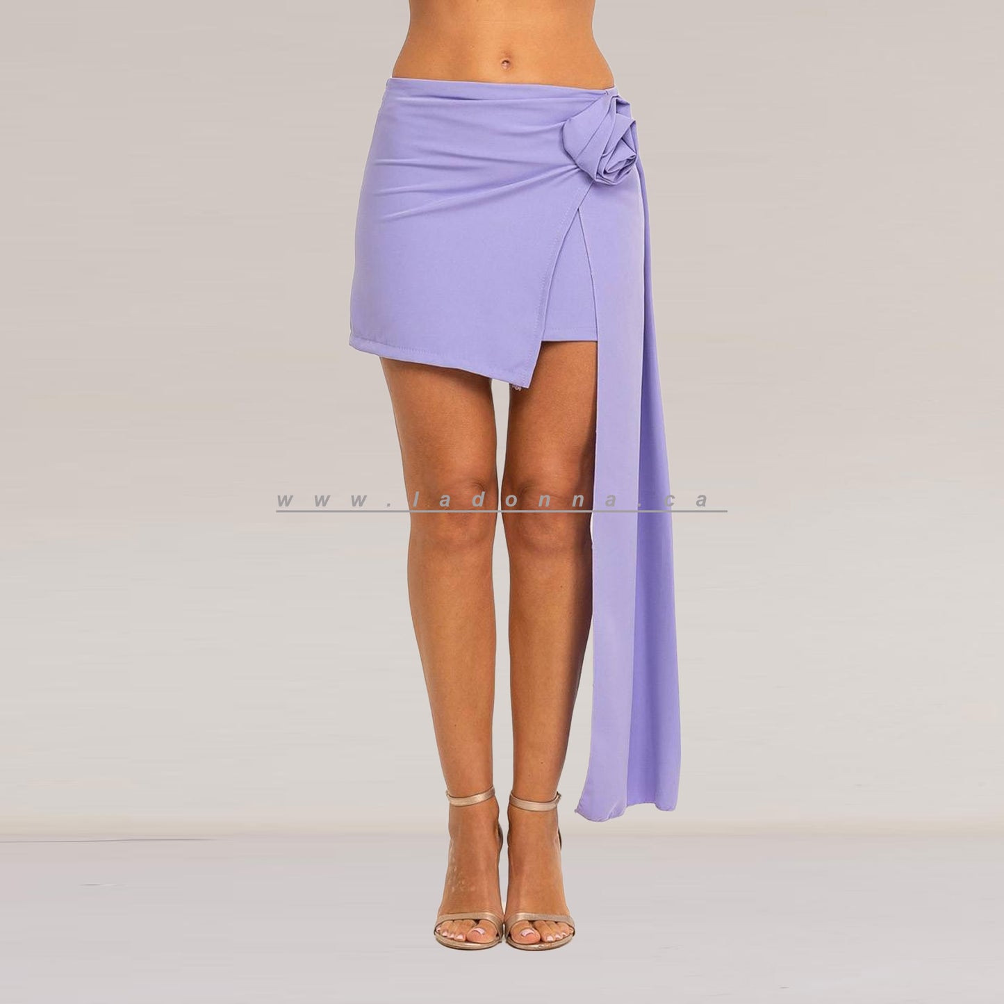 Lilac Mini Skirt featuring a delicate rose