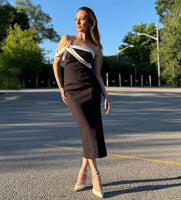 Black & White Asymmetric Midi Dress