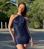 Sequin Halter Sexy Mini Dress