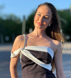 Black & White Asymmetric Midi Dress