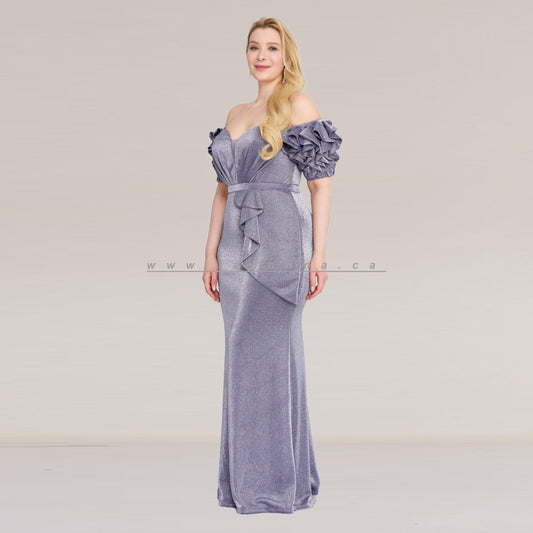 Off Shoulder Maxi Lycra Mermaid Plus Size Purple Dress