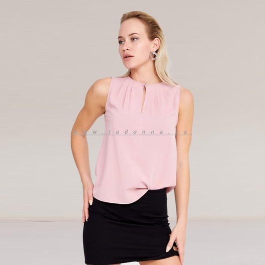 SLEEVELESS SOLID COLOUR PINK TOP