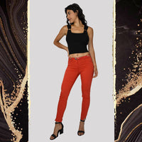 RED HIGH WAIST CASUAL PANTS