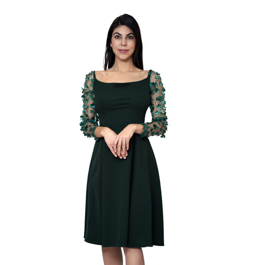 Midi Lace Green Evening Dress