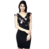 PRINT D65 CREPE SLEEVELESS MIDI DRESS - BLACK