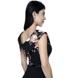 PRINT D65 CREPE SLEEVELESS MIDI DRESS - BLACK