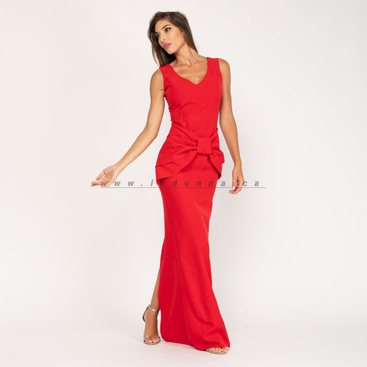 Quennell Red Lace Bustier Peplum Top Mermaid Style Party Maxi
