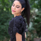 Black Ruffled Party Top