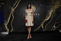 CREPE SLEEVELESS MINI DRESS - BEIGE