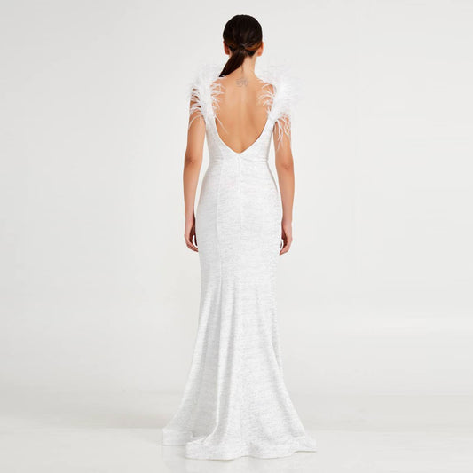 Angle Regular White/Silver Evening Dress
