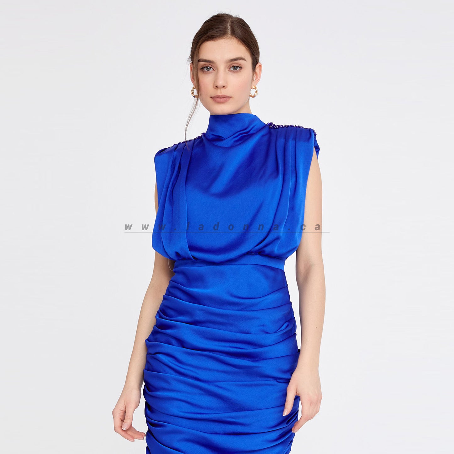 Mini Crepe Bodycon Blue Evening Dress