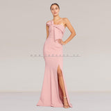 Strapless Maxi Crepe Mermaid Regular Pink Dress