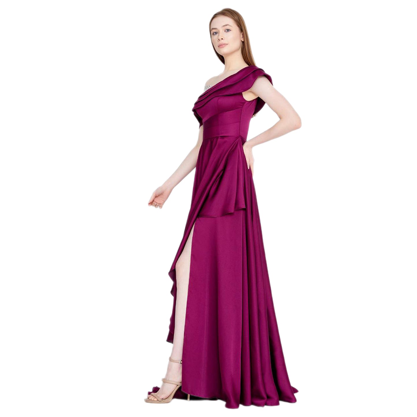 Floralia Purple Beaded Evening Dress