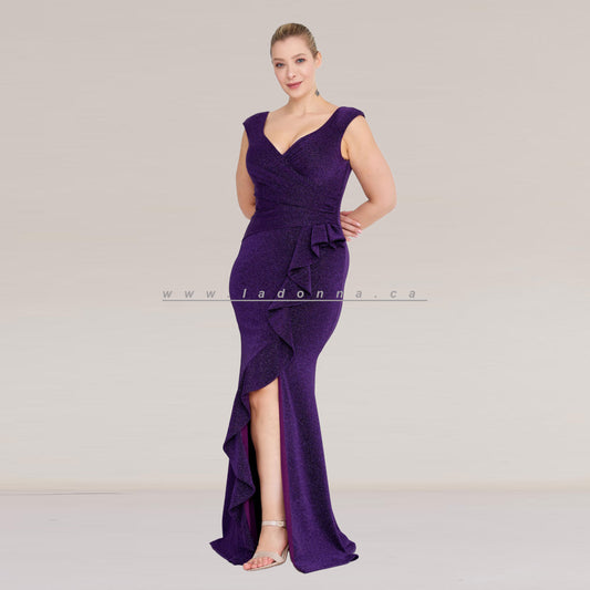 Sleeveless Maxi Lycra Mermaid Plus Size Purple Dress