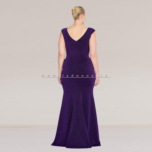 Sleeveless Maxi Lycra Mermaid Plus Size Purple Dress