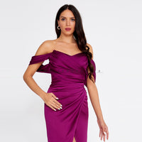 Satin Column Purple Evening Dress