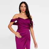Satin Column Purple Evening Dress