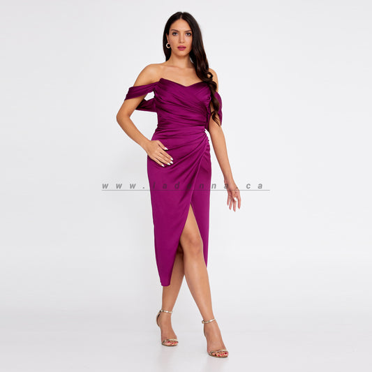 Satin Column Purple Evening Dress
